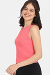 Rosaline Fun Basics Knit Cotton Loungewear Top - Sun Kissed Coral — thumbnail 2